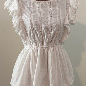 Elegant White Lace Ruffle Top